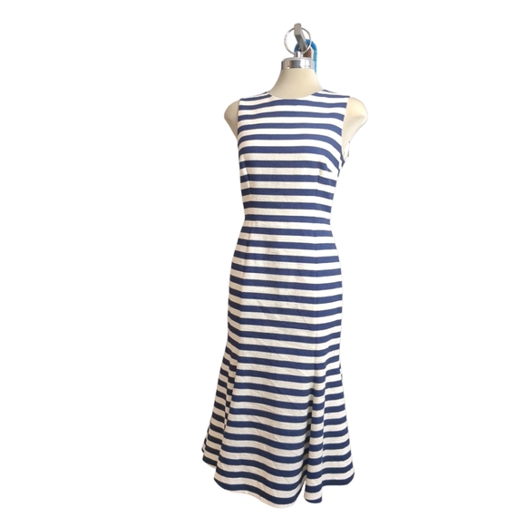 *New*DOLCE & GABBANA Striped Blue & White Open Black Flare Dress Italian Size 44 - Picture 9 of 17